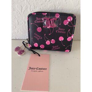 Juicy Couture Black Multi Liquorice Cherry On Top Small ZA Bifold Wallet NEW
